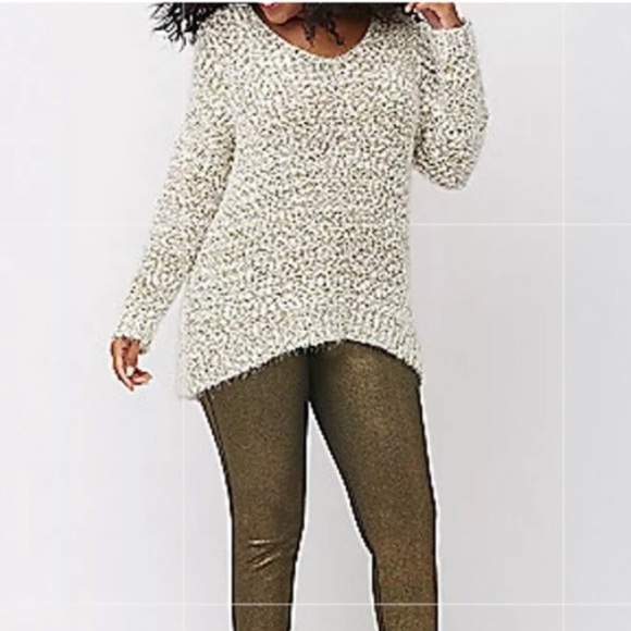 Lane Bryant White Gold Metallic Sweater - Picture 2 of 8